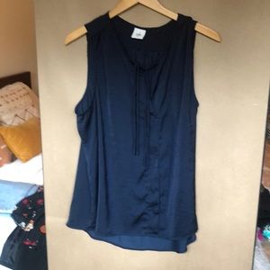 Cabi Navy blue sleeveless satin top